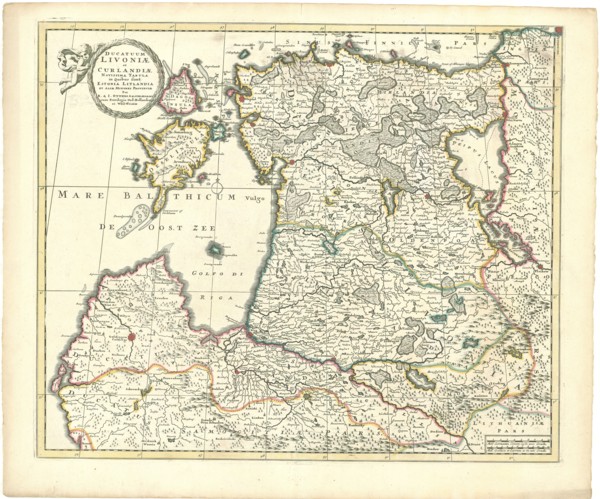 Map, Ducatuum Livoniae et Curlandiae novissima tabula in quibus sunt Estonia Litlandia et aliae