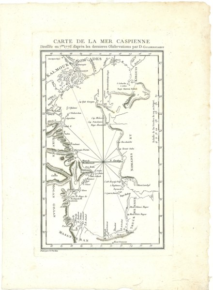 Map, Carte de la Mer Caspienne, Johann Anton Güldenstädt (1745-1781), Copperplate print