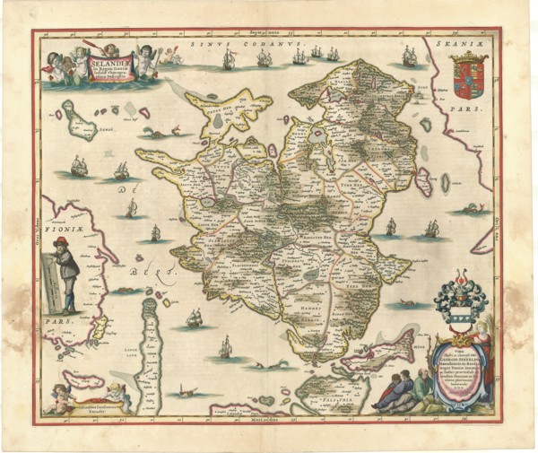 Map, Selandiæ in regno Daniæ, Copperplate print