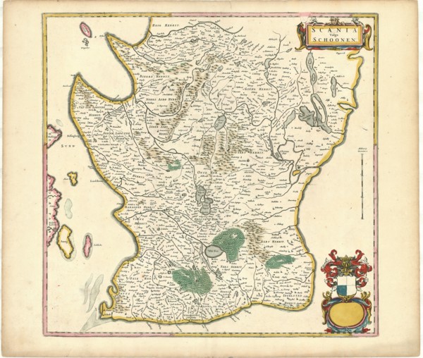 Map, Scania vulgo Schoonen, Copperplate print