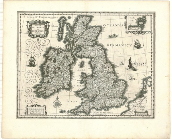 Map, Magnæ Britanniæ et Hiberniææ tabvla, Copperplate print