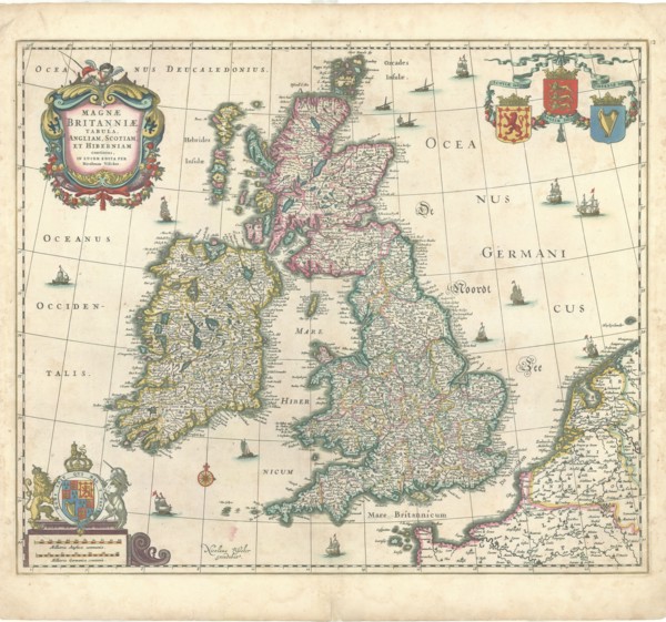 Map, Magnæ Britanniæ tabula, Angliam, Scotiam, et Hiberniam continens, Nicolaes Jansz Visscher
