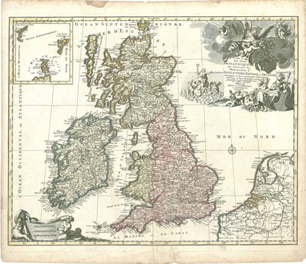 Map, Les isles Britanniques qui contiennent les royaumes d'Angleterre, Escosse, et Irlande,