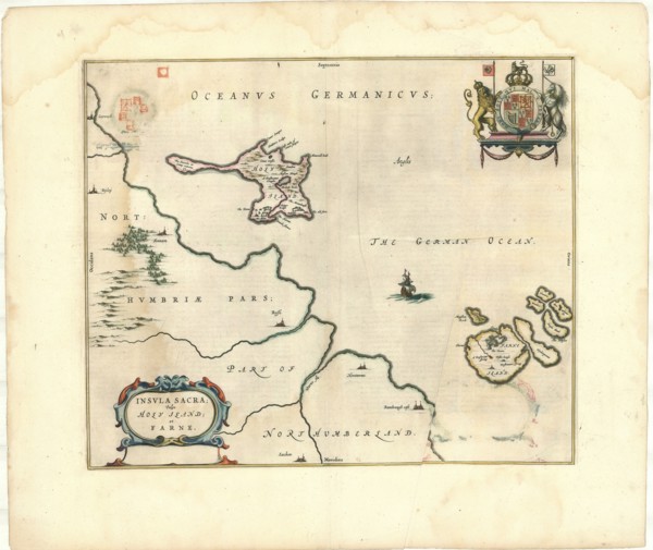 Map, Insvla sacra; vulgo Holy Iland; et Farne, Copperplate print
