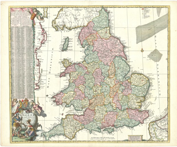 Map, Regni Angliae nova tabula, exhibens principatum Walliae &amp;, aliarum provinciarum,