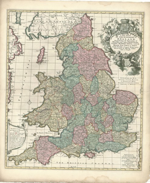 Map, A new mapp of the kingdome of England, Copperplate print