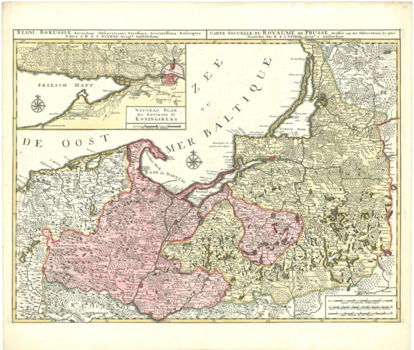 Map, Regni Borussiae secundum observationes novissima, accuratissima descriptio =, Reinier Ottens