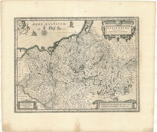 Map, Meklenbvrg dvcatvs, Salomon Rogiers (c. 1592-before 1640), Copperplate print