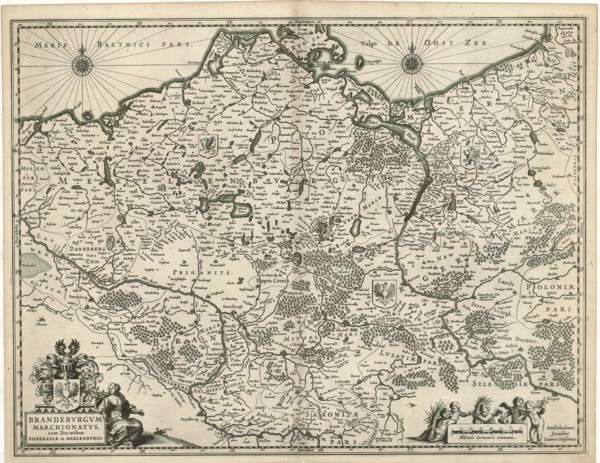 Map, Brandenbvrgvm marchionatvs, cum ducatibus Pomeraniæ et Meklenbvrgi, Copperplate print