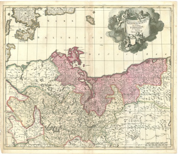 Map, Marchionatus et electoratus Brandeburgicus una et ducatus Pomeraniae; in suas subdivisi