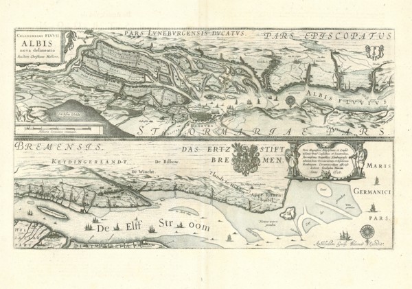 Map, Celeberrimi fluvii Albis nova delineatio, Christian Moller (1628 fl.), Copperplate print