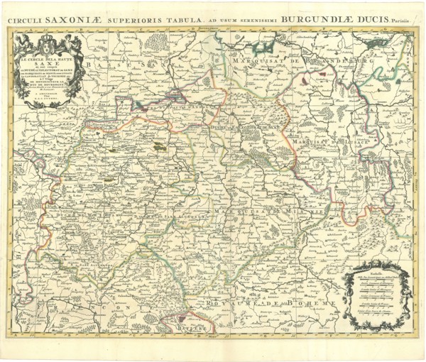 Map, Circuli Saxoniae superioris pars meridionalis in qua sunt ducatus Saxoniae comitatus