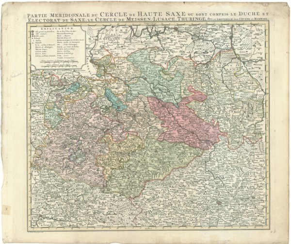Map, Partie meridionale du cercle de Haute-Saxe ou sont compris le duché et electorat de Saxe, le