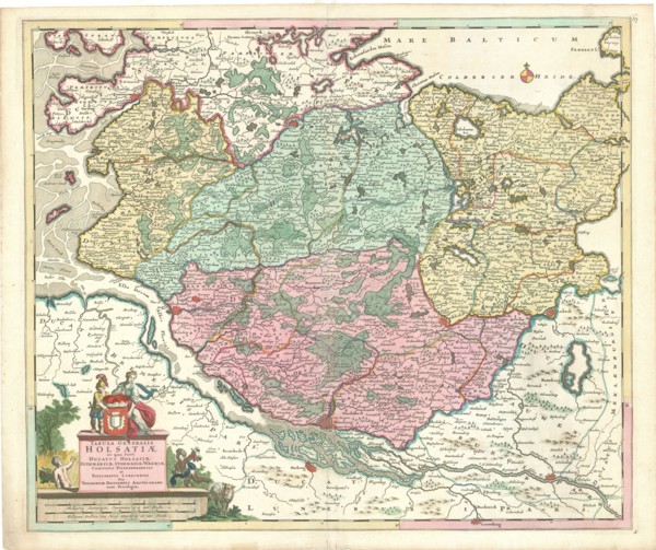 Map, Tabula generalis Holsatiae, Copperplate print