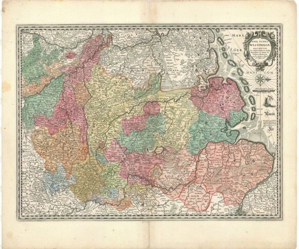 Map, Nova totius Westphaliae descriptio, Nicolaes Jansz Visscher (1618-1679), Copperplate print
