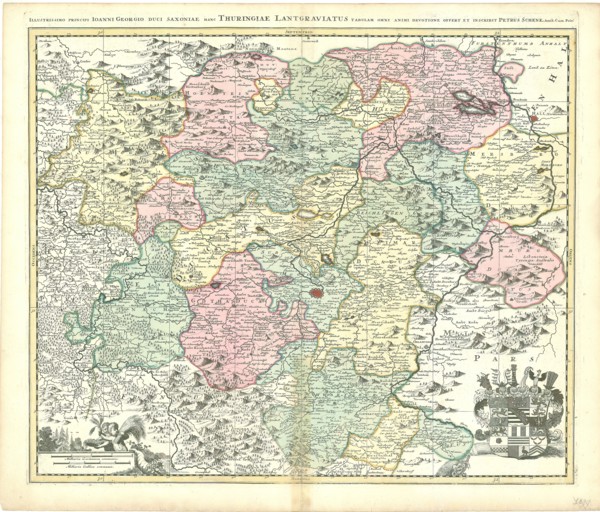 Map, Illustrissimo principi Ioanni Georgio fuci Saxoniae hanc Thuringiae Lantgraviatus tabulam omni