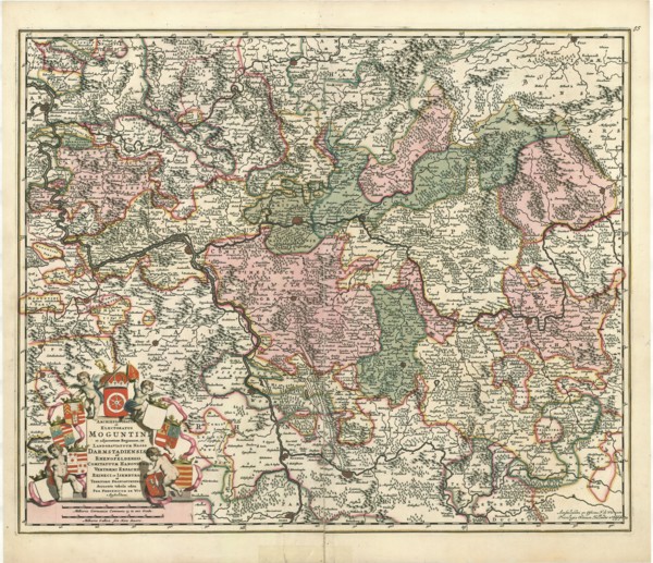 Map, Archiepiscopatus et electoratus Moguntini et adjacentium regionum, ut Landgraviatuum Hasso
