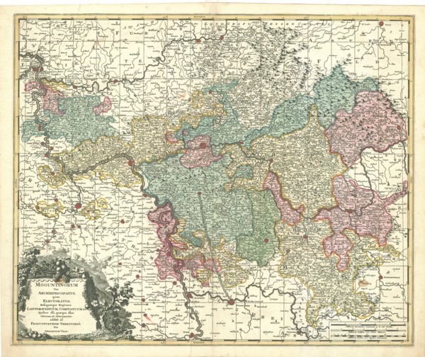 Map, Moguntinorum tam archiepiscopatus, quam electoratus reliquaeque regiones Lantgraviatuum,