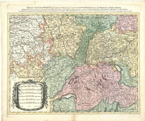 Map, Le cours de la rivière du Rhein depuis sa source jusques à son embouchure ou sont distingués