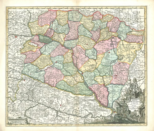 Map, Regnum Hungariae in omnes suos comitatus, Nicolaes Jansz. Visscher (1618-1679), Copperplate
