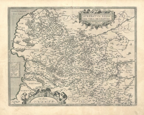 Map, Atrebatum regionis vera descriptio =, Jacques Surhon, Copperplate print