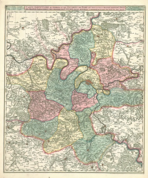 Map, Carte particulire du terroir et des environs des Paris qui est la plus grande partie de LIsle