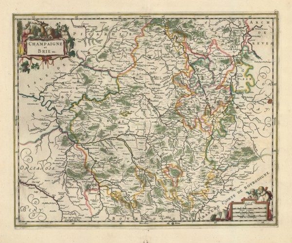 Map, Champaigne et Brie etc., Guillaume Sanson (-1703), Copperplate print