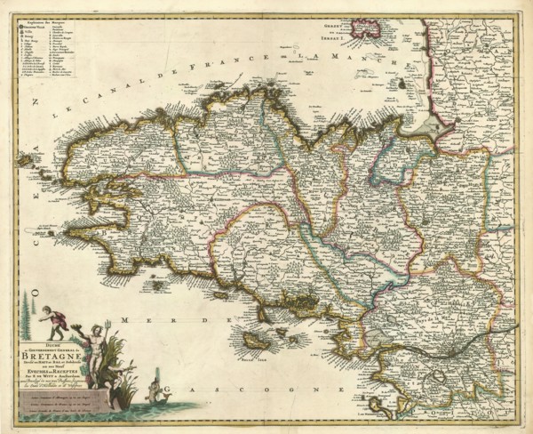 Map, Duché et gouvernement general de Bretagne divisé en haut et bas, et subdivisé en ses neuf