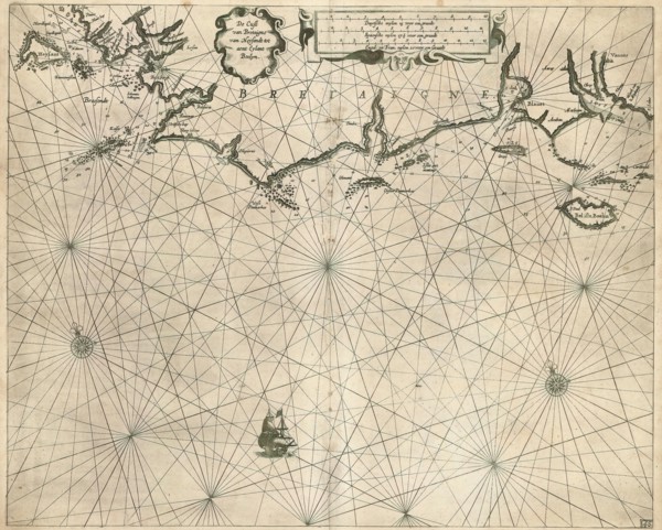 Map, De cust van Bretaigne van Heysandt tot aent eylant Boelyn, Copperplate print