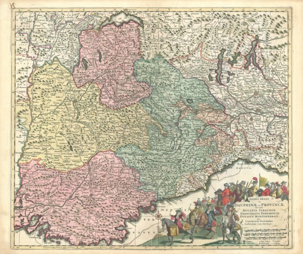 Map, Sedes belli in Dauphinæ et Provinciæ. nec non ducatus Sabaudiæ. principatus Pedemontii.