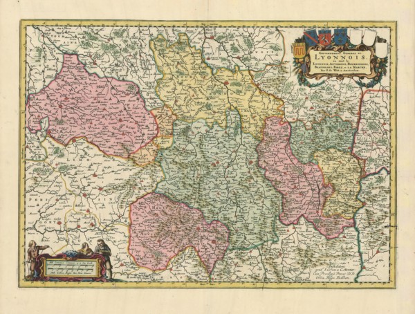 Map, Gouvernement general du Lyonnois, ou sont le Lyonnois, Auvergne, Bourbonnois, Beauiolois,