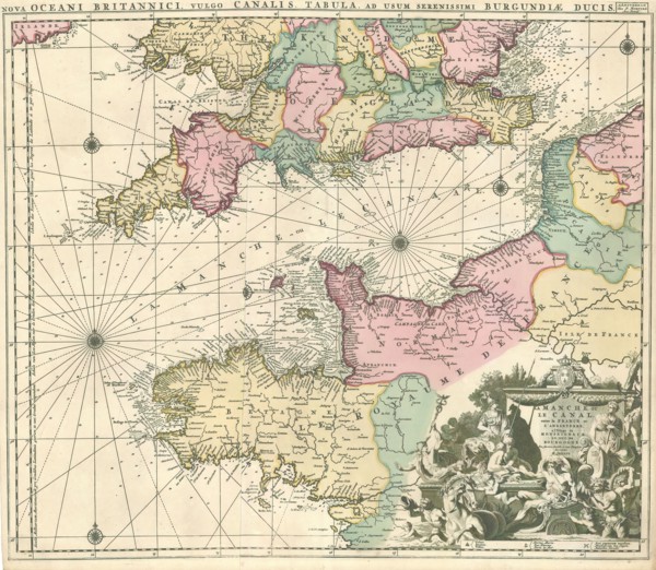 Map, La Manche, ou le Canal, entre la France et l'Angleterre, Hubert Jaillot (1632-1712),