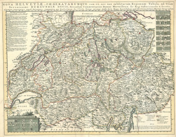 Map, Nova Helvetiae, foederatarumque cum eâ, nec non subditarum regionum tabula, ad usum