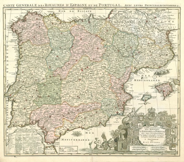 Map, Carte generale des royaumes d'Espagne & de Portugal avec leurs principales divisions &c.,