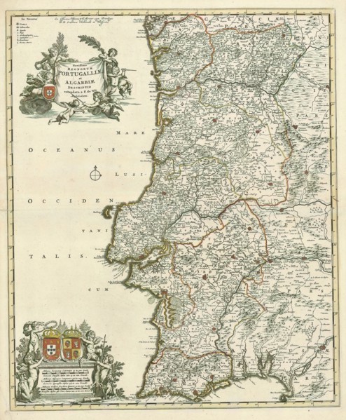Map, Novissima regnorum Portugalliae et Algarbiae descriptio, Frederick de Wit (1610-1698),