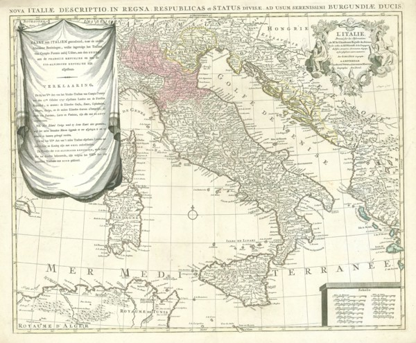 Map, L'Italie, Guillaume Delisle (1675-1726), Copperplate print