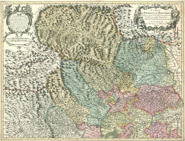 Map, Carte du Piemont et du Monferrat, Guillaume Delisle (1675-1726), Copperplate print