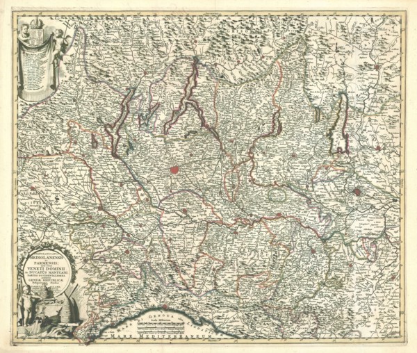 Map, Status et ducatus Mediolanensis et Parmensis, Carel Allard (1648-1709), Copperplate print
