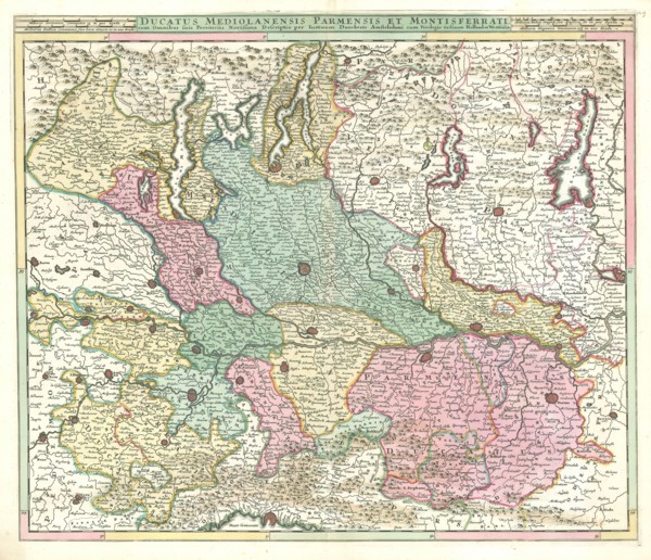 Map, Ducatus Mediolanensis Parmensis et Montisferrati cum omnibus suis provinciis novissima