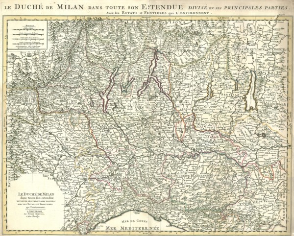 Map, Le Duché de Milan dans toute son estendüe, Pieter Mortier (1661-1711), Copperplate print