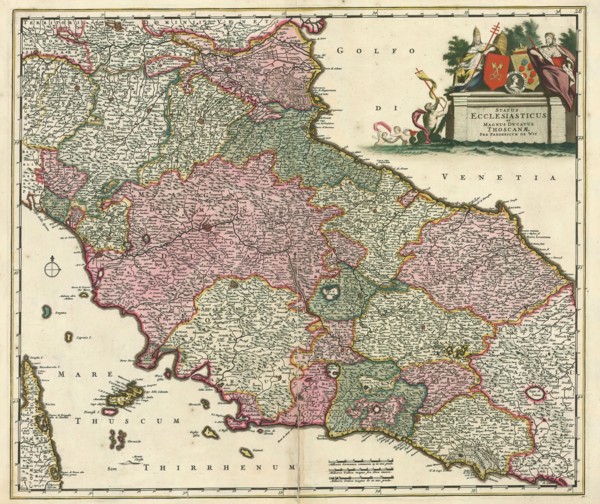 Map, Status ecclesiasticus et magnus ducatus Thoscanae, Frederick de Wit (1610-1698), Copperplate