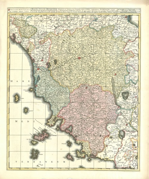 Map, Magni ducis Hetruriae status, Copperplate print