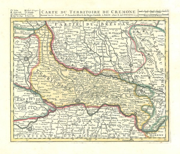 Map, Carte du territoire de Cremone, Giovanni Antonio Magini (1555-1617), Copperplate print