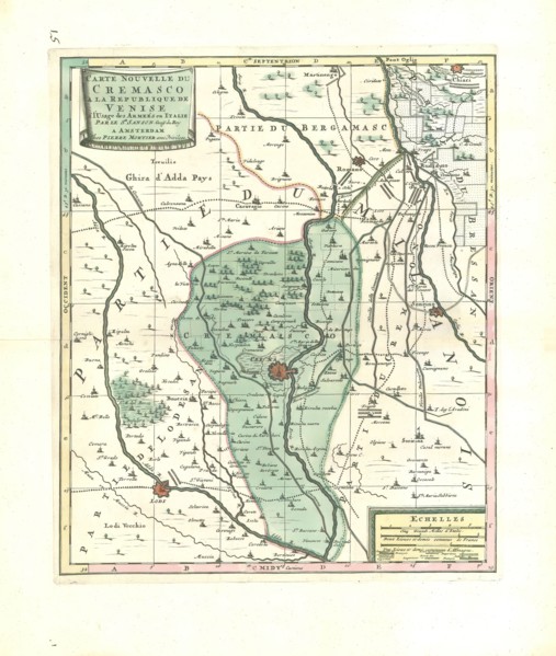 Map, Carte nouvelle du Cremasco a la republique de Venise, Nicolas Sanson (1600-1667), Copperplate