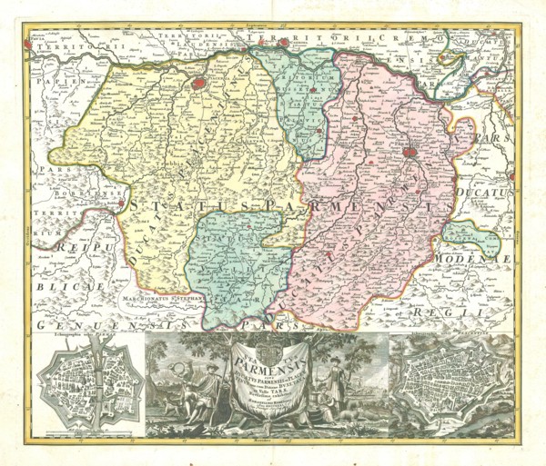 Map, Statvs Parmensis sive dvcatvs Parmensis et Placentinvs una cum ditione Bvxetana et Valle Tarae