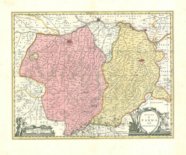 Map, Dvcato di Parma, et di Piacenza, Copperplate print