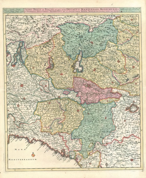 Map, Sedes belli in Italiâ, Justus Danckertsz (1635-1701), Copperplate print
