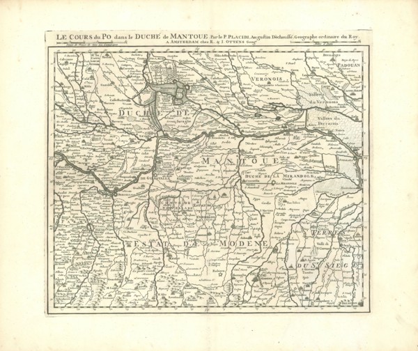 Map, Le cours du Po, dans le duché de Mantoue, Placide de Sainte Hélène (1648-1734), Copperplate