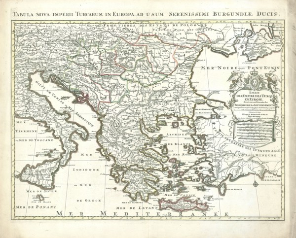 Map, Estats de l'Empire des Turqs en Europe, Hubert Jaillot (1632-1712), Copperplate print