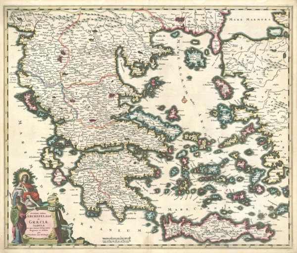 Map, Accurata totius archipelagi et Graeciae universae tabula in qua omnes subjacentes regiones et